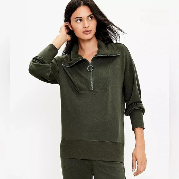 NWT Lou & Grey Signaturesoft 1/4 Zip Fleece Lined Pullover - Picture 1 of 7